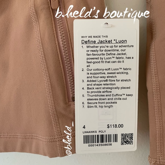 lululemon Define Jacket *Luon Pink Clay Brown Tan Neutral Size 4 Brand New NWT - Picture 3 of 12
